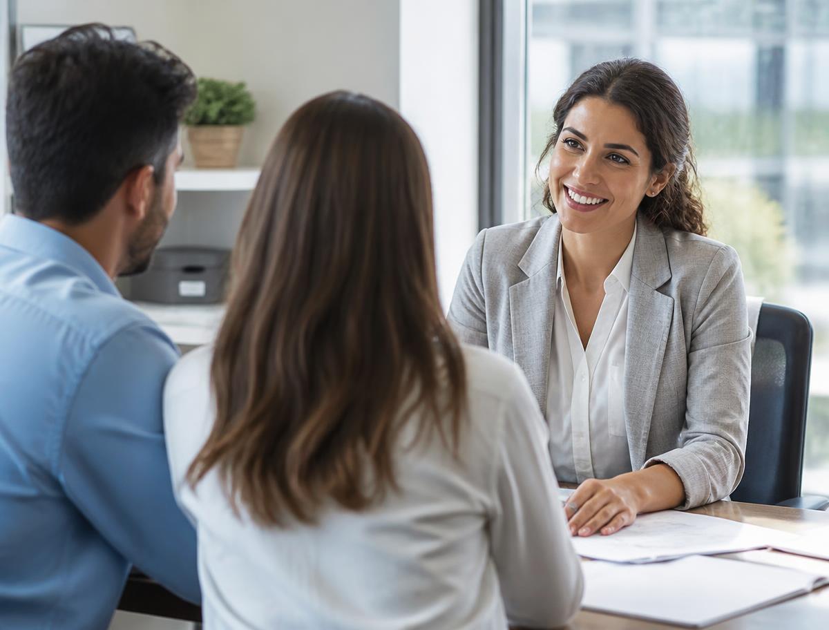 A housing counselor meeting one-on-one with a couple